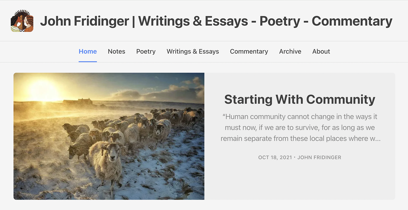 John Fridinger | Writings & Essays - Poetry - Commentary